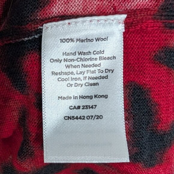 Talbots Merino Wool Animal Print Cardigan Womens Size 2X Red Button Front - Picture 5 of 11